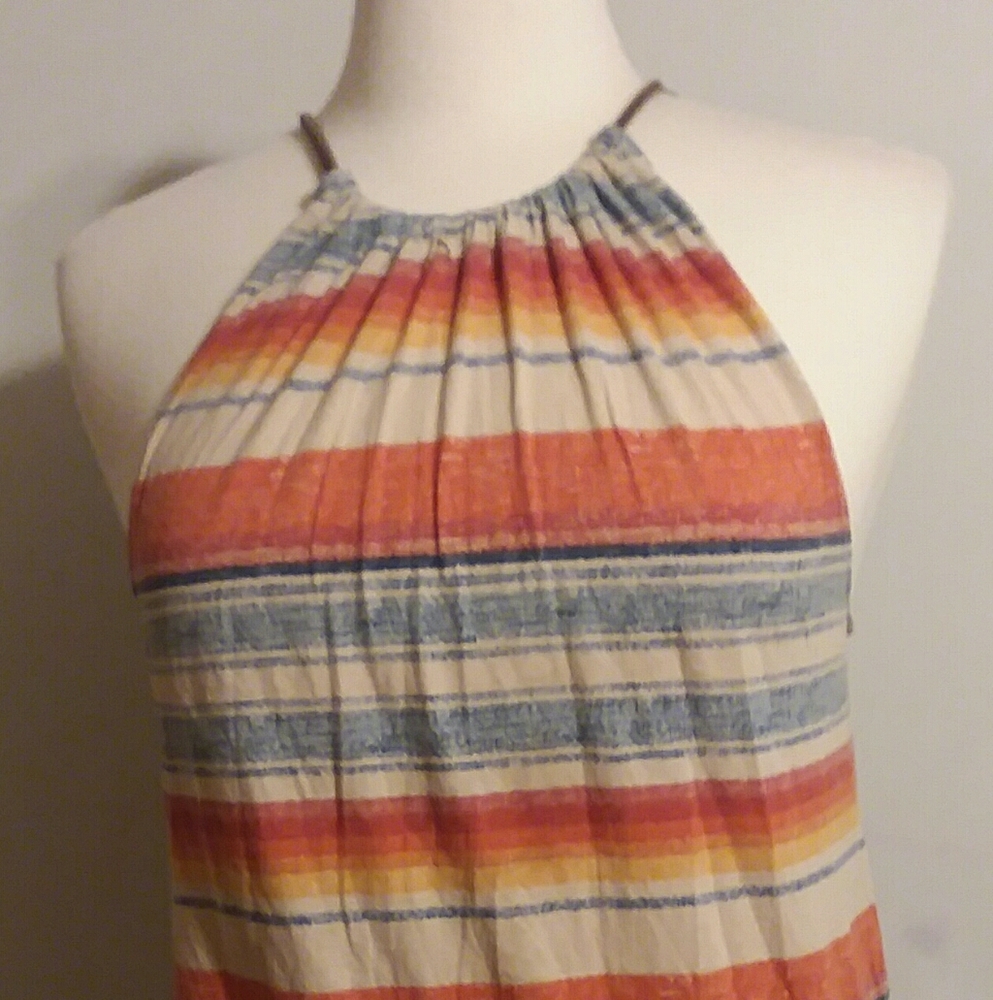 Chaps Denim M Tank Top Shirt 100% Cotton Striped